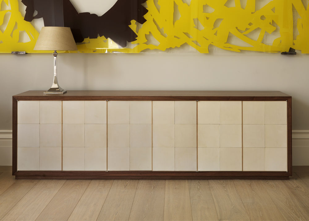 Vellum and Walnut Credenza